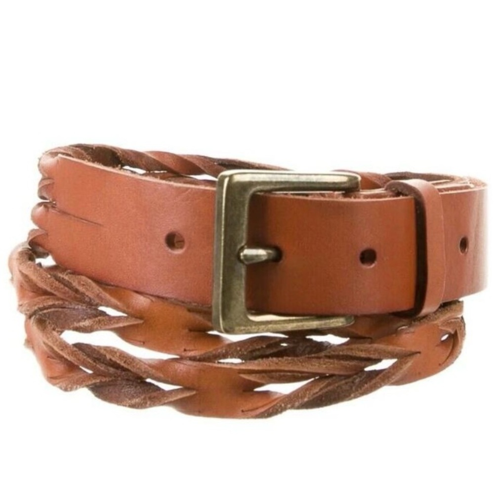 Jenni Kayne Leather Braided Belt in Brown Cognac Tan Equestrian Western XL